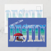 Carte Postale Votre Logo Salutations De Destin Beach Typographie (Devant / Derrière)