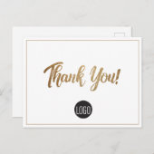 Carte Postale Votre Logo Simple Entreprise Custom Gold Merci (Devant / Derrière)