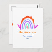 Carte Postale Votre message e ajouter nom de texte rainbow profe (Devant / Derrière)