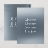 Carte Postale Votre message ici fond métallisé gris bleu te (Devant / Derrière)