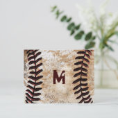 Carte Postale Votre Monogramme Vintage de base-ball (Debout devant)