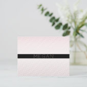 Carte Postale Votre nom | Blanc fin et Rose subtil Ombre Stripes (Debout devant)