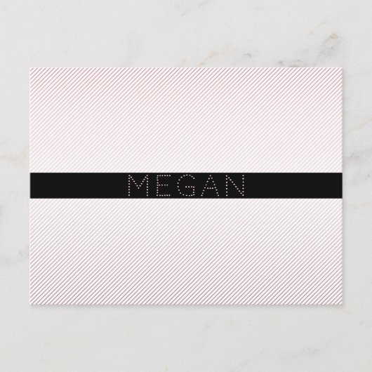 Carte Postale Votre nom | Blanc fin et Rose subtil Ombre Stripes (Devant)