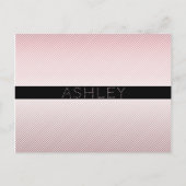 Carte Postale Votre nom | Ombre Rose mince et bandes blanches (Devant)