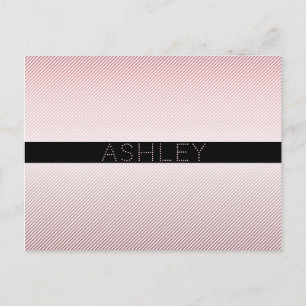 Carte Postale Votre nom Rose pâle ombré & Rayures blanches