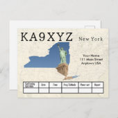 Carte Postale Votre photo New York en forme de découpe QSL perso (Devant / Derrière)