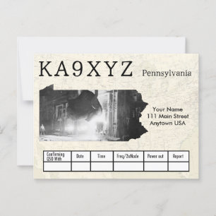 Carte Postale Votre photo Pennsylvania Formé Coupe QSL personnal