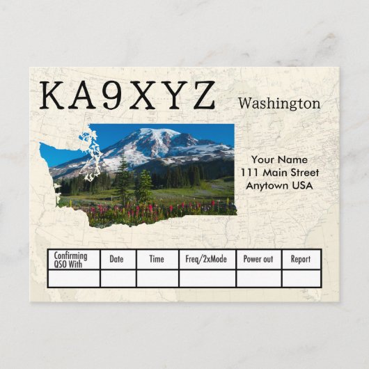 Carte Postale Votre photo Washington découpé personnalisé QSL (Devant)