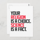 Carte Postale Votre religion est un choix et la science est un f (Devant / Derrière)