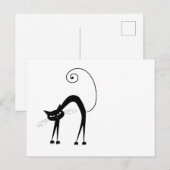 Carte Postale Votre texte - Caractère Chat Noir Pose 2 (Devant / Derrière)