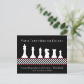 Carte Postale Votre texte/couleur échiquier pièce d'échecs citat (Debout devant)