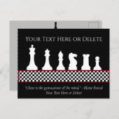 Carte Postale Votre texte/couleur échiquier pièce d'échecs citat (Devant / Derrière)