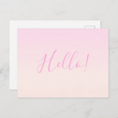 Carte Postale Votre texte | Élégant Script & Soft Blush Pink Omb (Devant / Derrière)
