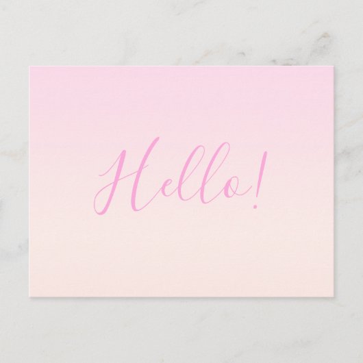 Carte Postale Votre texte | Élégant Script & Soft Blush Pink Omb (Devant)