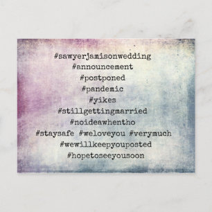 Carte Postale Votre Top 12 Hashtags Colorful Postponed Mariage