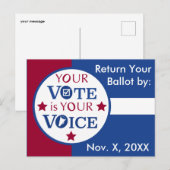 Carte Postale Votre voix est votre bulletin de vote (Devant / Derrière)