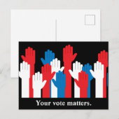 Carte Postale Votre vote compte les mains patriotiques (Devant / Derrière)