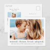 Carte Postale voulu choisi aimé adopté Minimal Photo Adoption (Devant / Derrière)