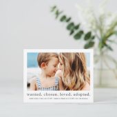 Carte Postale voulu choisi aimé adopté Minimal Photo Adoption (Debout devant)