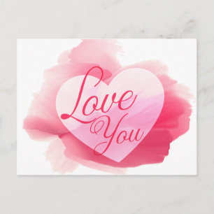 Carte Postale Vous aimez Aquarelle Cœur Rose Et Rouge