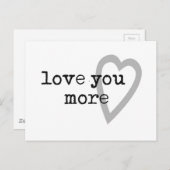 Carte Postale vous aimez plus moderne noir blanc gris coeur (Devant / Derrière)