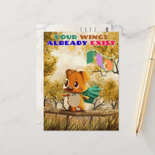 Carte Postale Vous Avez Des Ailes Juste Voler Un Petit Chien Ins (Devant/Arrière en situation)