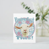 Carte Postale Vous avez pris ça ! Encourager la chèvre rose et b (Debout devant)