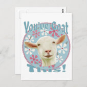 Carte Postale Vous avez pris ça ! Encourager la chèvre rose et b (Devant / Derrière)