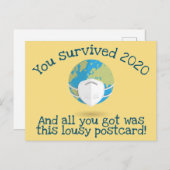 Carte Postale Vous avez survécu 2020 drôle Nouvel An (Devant / Derrière)