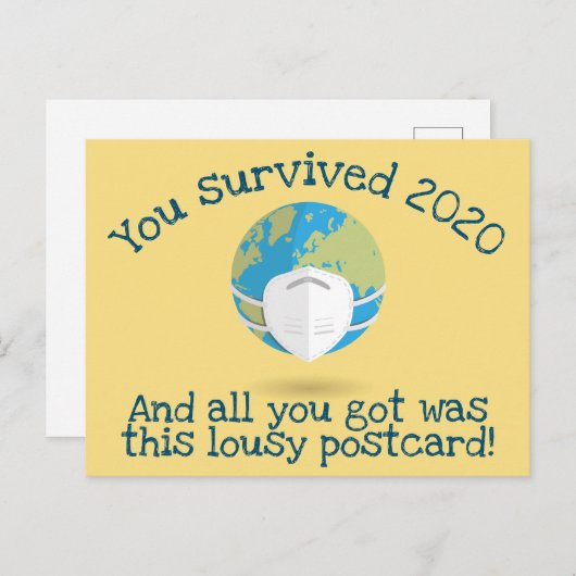 Carte Postale Vous avez survécu 2020 drôle Nouvel An (Devant / Derrière)