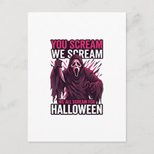 Carte Postale Vous criez Nous Halloween Ghostface Couteau Sangla