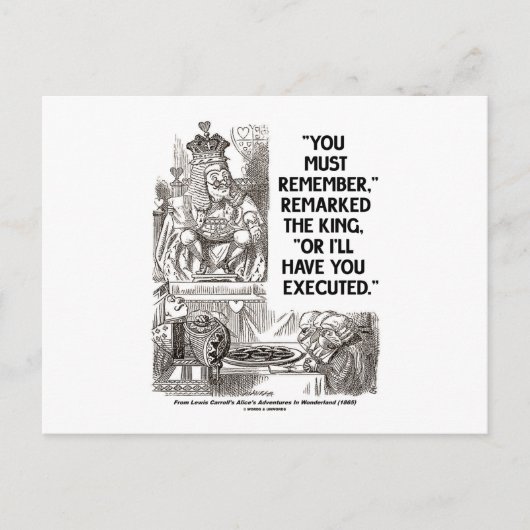 Carte Postale Vous devez vous souvenir ou j'aurai exécuté Wonder (Devant)