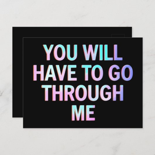 Carte Postale Vous Devrez Passer Par Moi Drôle LGBTQ Trans (Devant / Derrière)