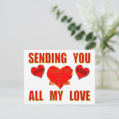 Carte Postale Vous envoyer tout mon amour avec des câlins et des (Debout devant)