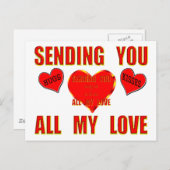Carte Postale Vous envoyer tout mon amour avec des câlins et des (Devant / Derrière)