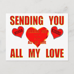 Carte Postale Vous envoyer tout mon amour avec des câlins et des