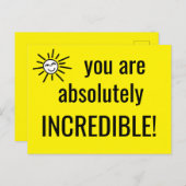Carte Postale vous êtes absolument INCROYABLE Devis Positif Cute (Devant / Derrière)