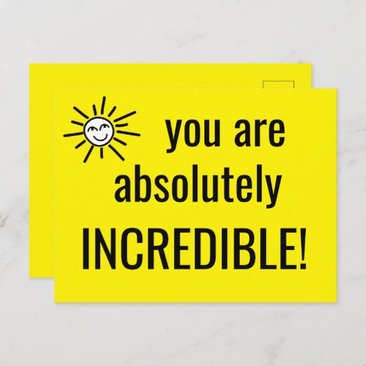 Carte Postale vous êtes absolument INCROYABLE Devis Positif Cute (Devant / Derrière)