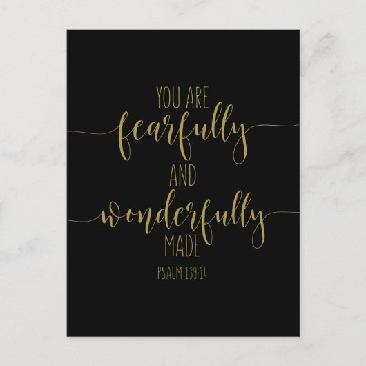 Carte Postale Vous êtes avec crainte et merveilleusement, Psaume (Devant)
