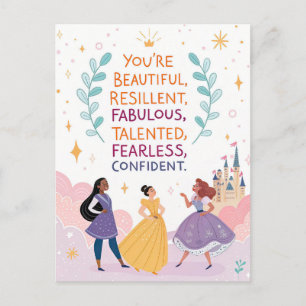 Carte Postale Vous êtes belle et sans peur Citation Motivationne