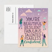 Carte Postale Vous êtes belle et sans peur Citation Motivationne (Devant / Derrière)