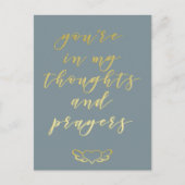 Carte Postale Vous êtes dans mes pensées & prières Bleu & Or (Devant)