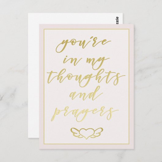 Carte Postale Vous êtes dans mes pensées & prières Blush Pink &  (Devant / Derrière)