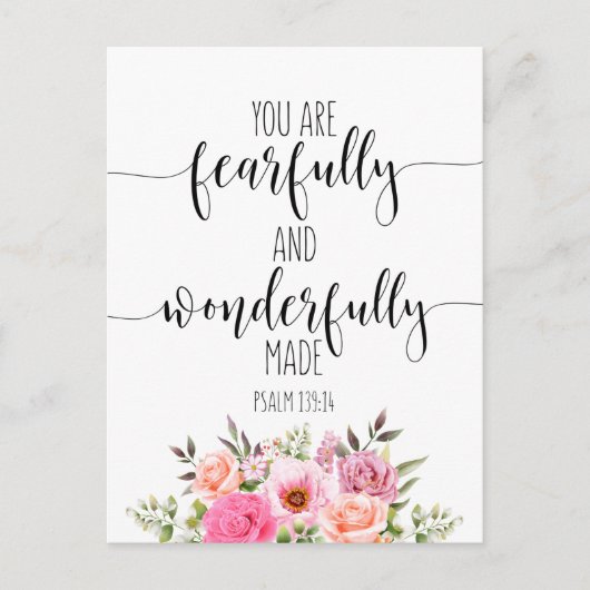 Carte Postale Vous Êtes Effrayé Et Merveilleux, Psaume 139:14 (Devant)