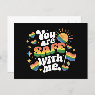 Carte Postale Vous êtes en sécurité avec moi LGBT Rainbow Gay