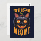Carte Postale Vous êtes en train de ramper Meowt | Chat noir Hal (Devant / Derrière)