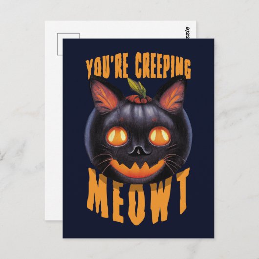 Carte Postale Vous êtes en train de ramper Meowt | Chat noir Hal (Devant / Derrière)