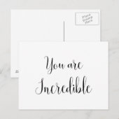 Carte Postale Vous êtes Incroyable, Message Inspirant (Devant / Derrière)
