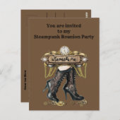 Carte Postale Vous êtes invité à ma soirée de réunion Steampunk (Devant / Derrière)