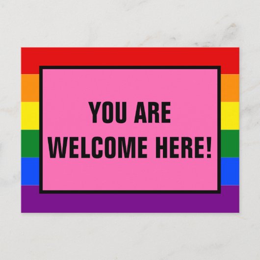 Carte Postale Vous Êtes Les Bienvenus Ici Client LGBTQ Rainbow P (Devant)